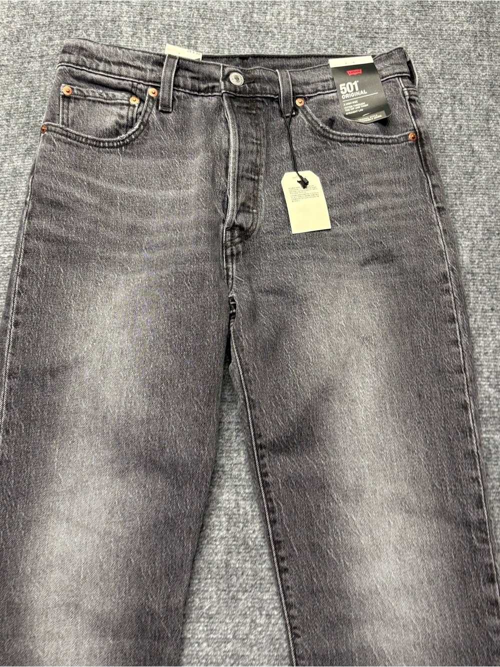 Levis Premium 501 Jeans Womens 29x30 Black Straight Button Fly Big E NEW - Picture 11 of 14